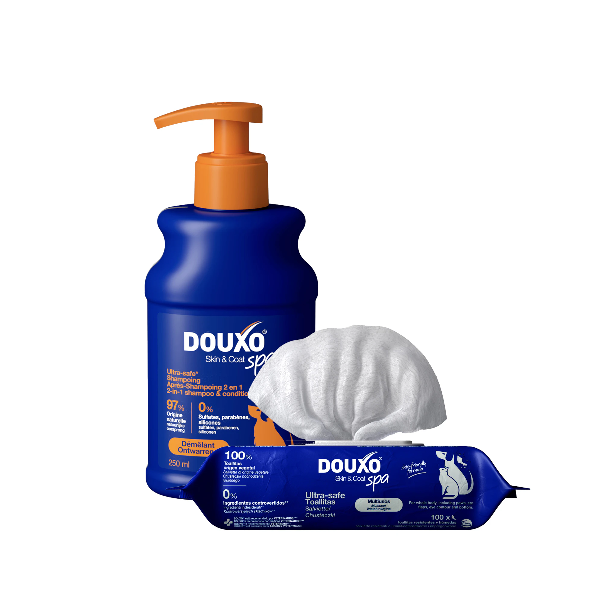 Douxo Spa Shampoo & Conditioner - 250 ml + Douxo Spa Wipes - 100 pieces