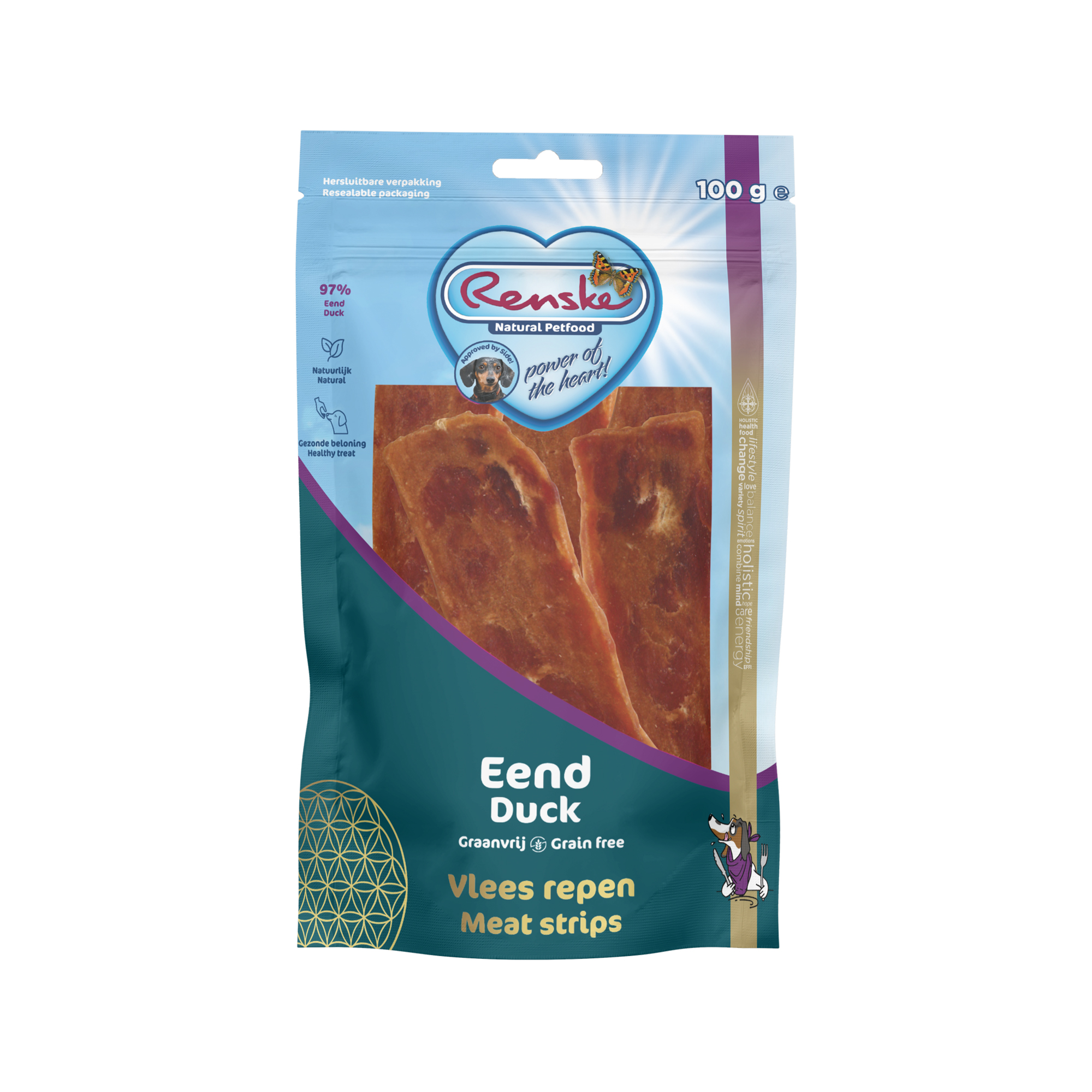 Renske Gezonde Beloning Vleesrepen - Eend - 100 g