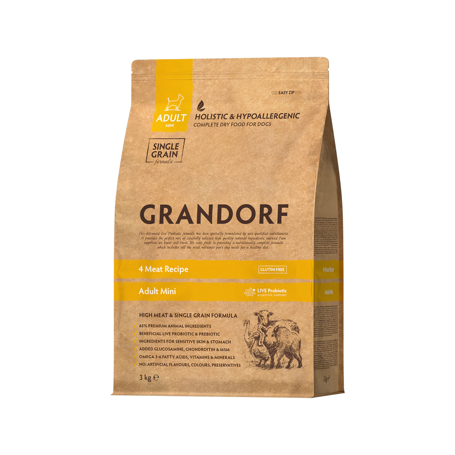 Grandorf Mini Breeds Adult - 4 Meat - Hundefutter