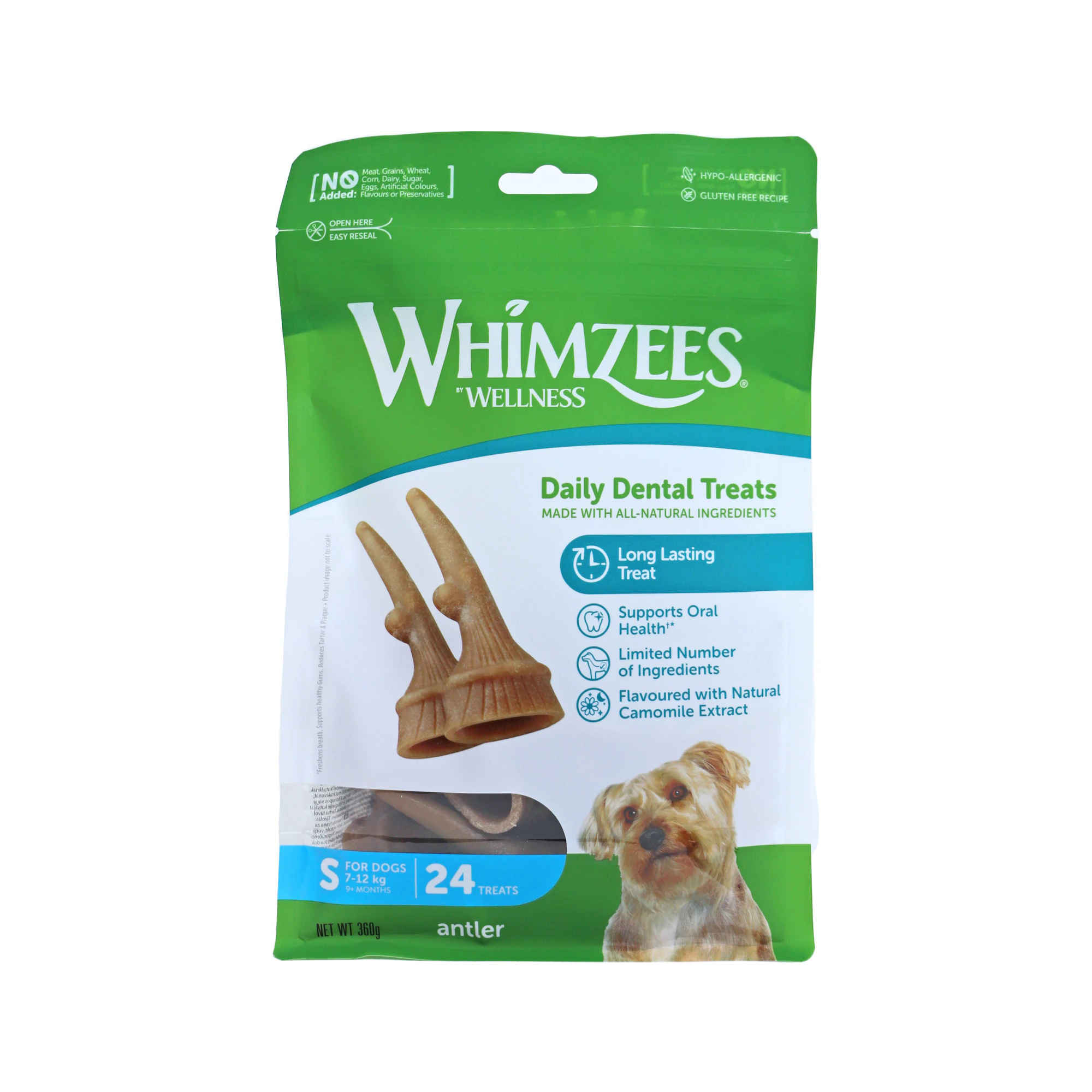 Whimzees Antler Dental Treats - S - 24 pieces