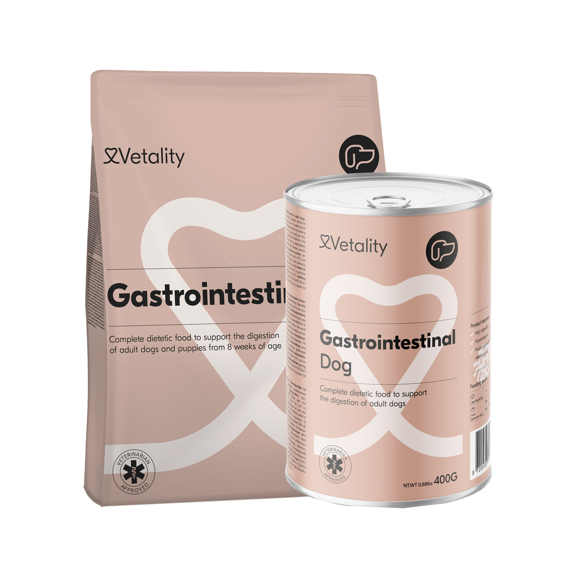 Vetality Gastrointestinal Dog - 3 kg + 6 x 400 g Gastrointestinal Dog Wet