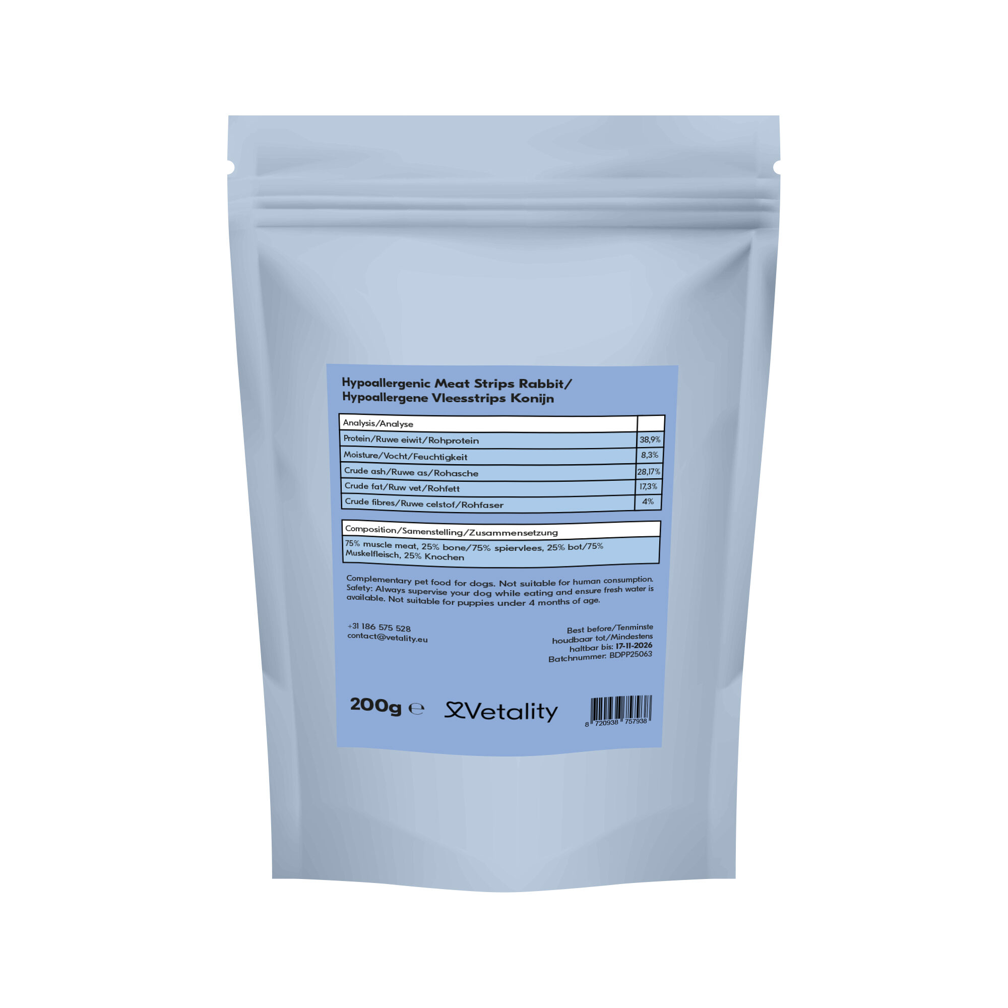 Vetality Hypoallergene Fleischstreifen