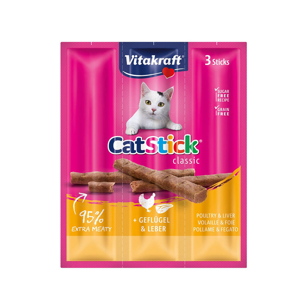 Vitakraft Cat Stick Mini - Gevogelte & Lever - 8 + 2 gratis 