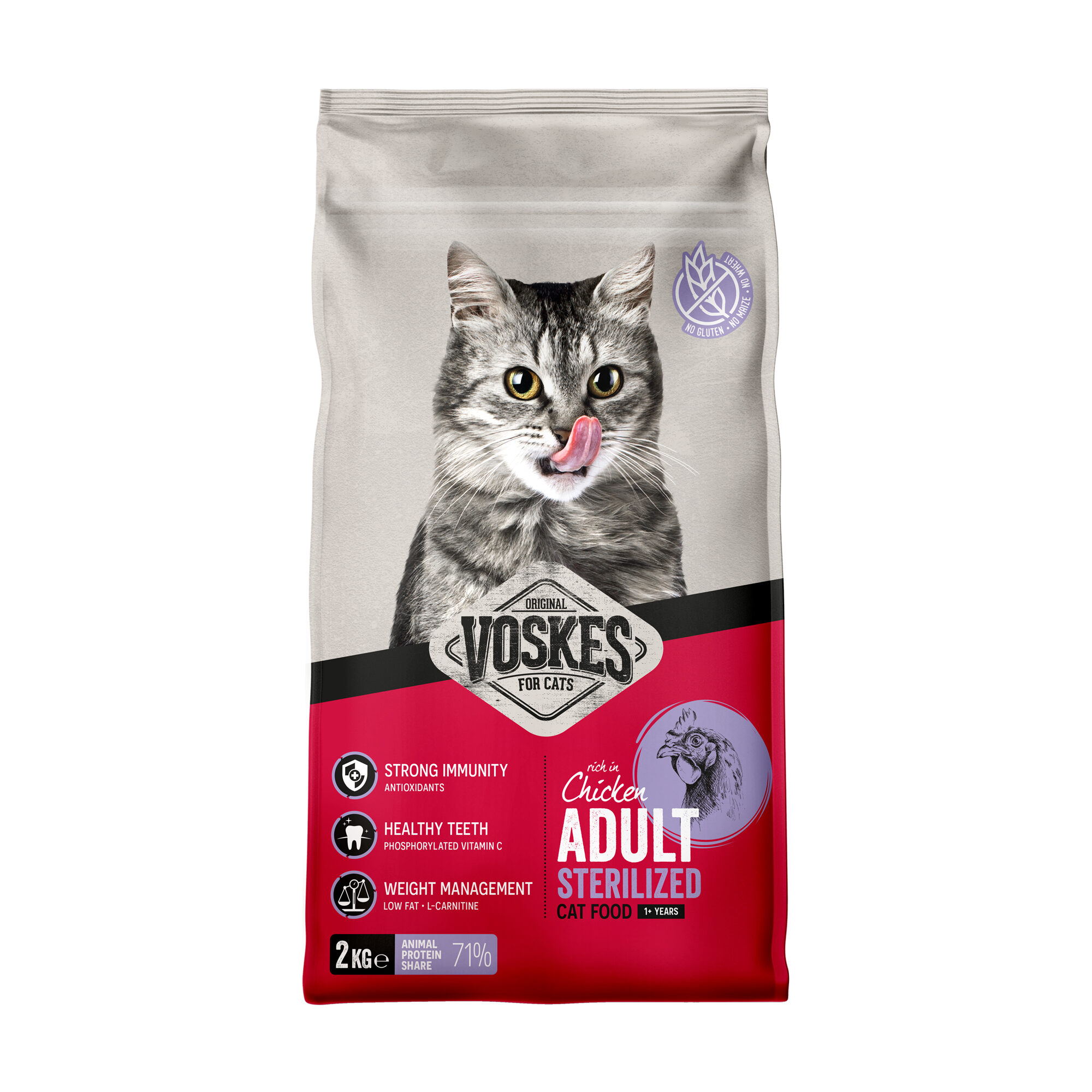 Voskes Adult Sterilized Kattenvoer - Kip - 2 kg