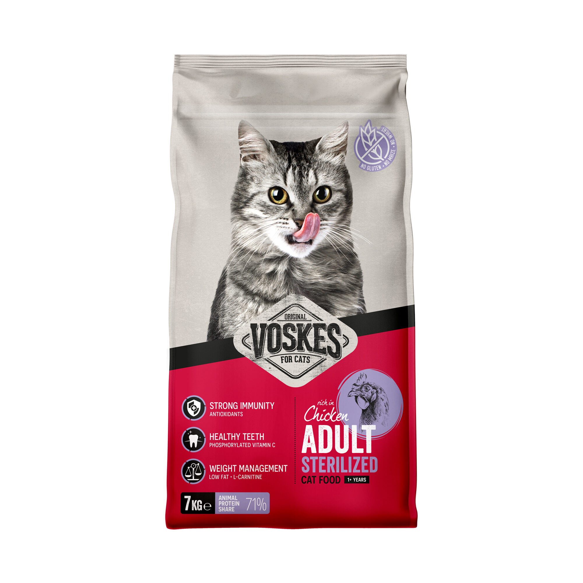 Voskes Adult Sterilized Kattenvoer - Kip - 7 kg