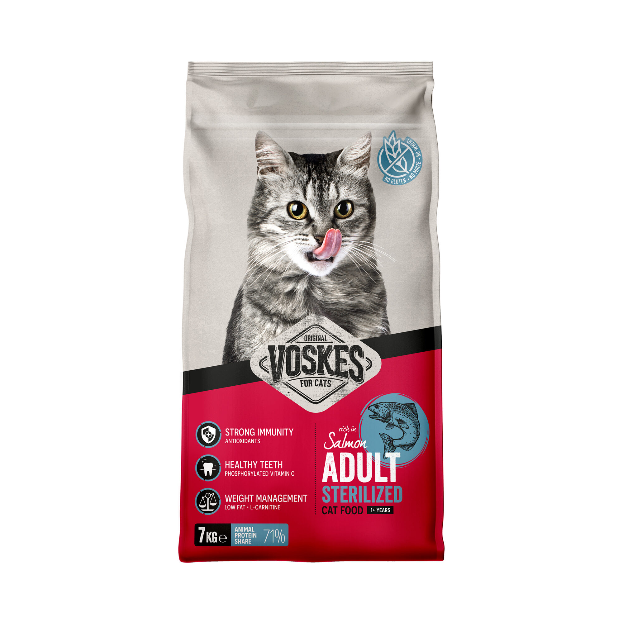 Voskes Adult Sterilized Cat Food - Salmon - 7 kg
