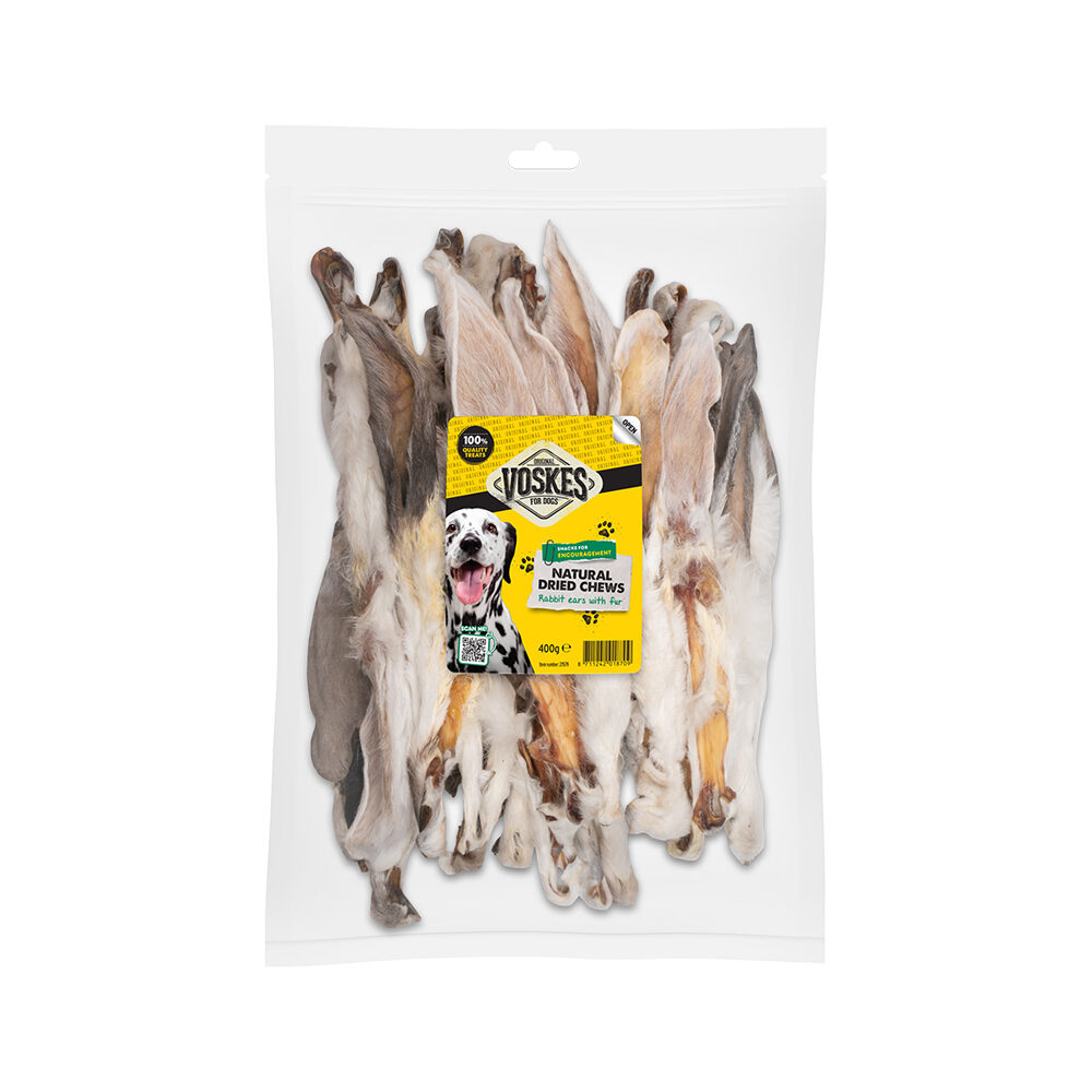 Voskes Kaninchenohren mit Haar - 400 Gramm