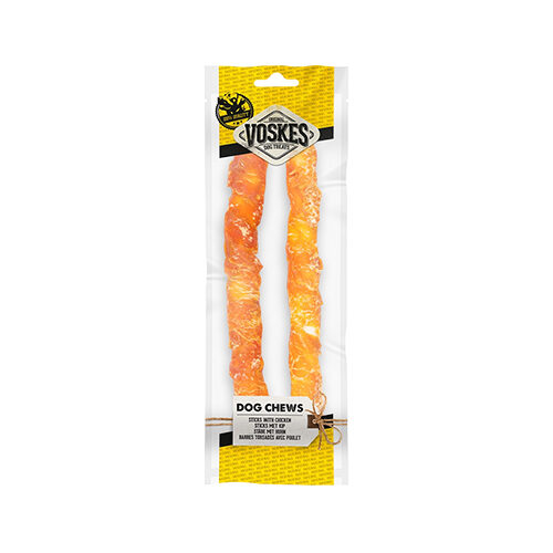 Voskes Stick aus Rinderhaut mit Hühnchen - 2 x 25 cm