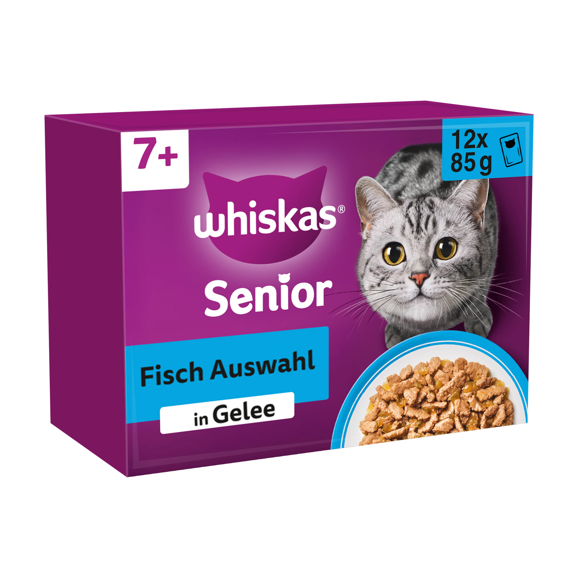Whiskas 7+ Nassfutter - Fisch-Auswahl in Gelee