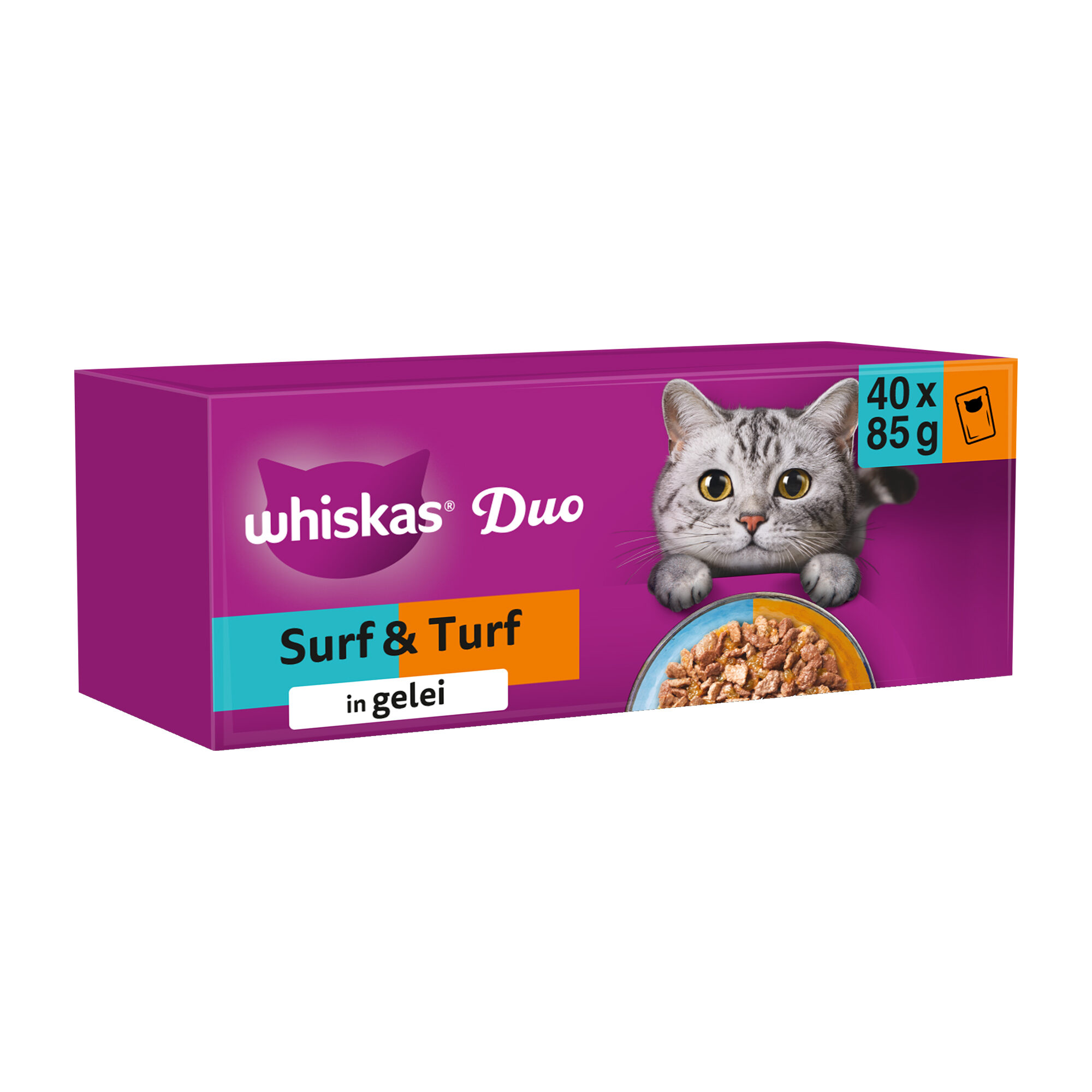 Whiskas 1+ Natvoer - Duo Surf & Turf in Gelei