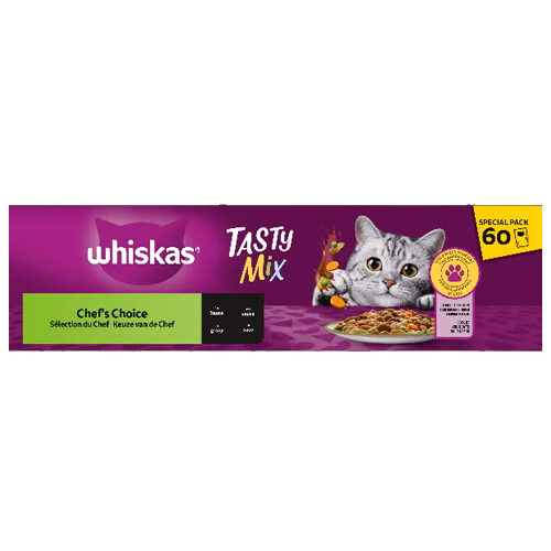 Whiskas 1+ Natvoer - Tasty Mix - Keuze van de chef - 80 x 85 gram