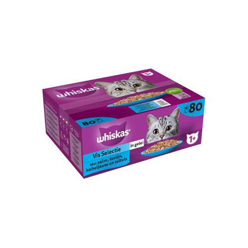 Whiskas 1+ Fiskeudvalg i gelé - 80 x 85?g