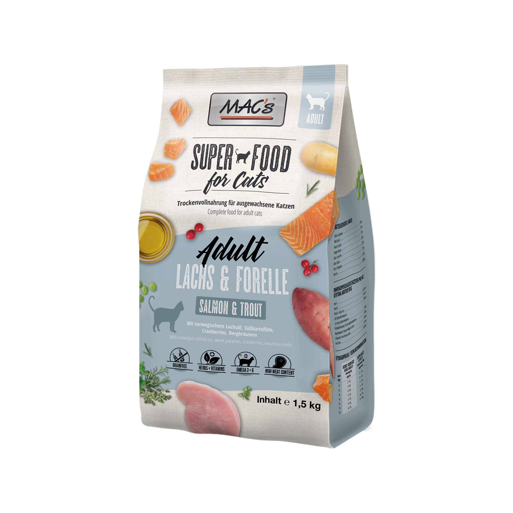 MAC’s Adult Katzenfutter – Ente, Pute & Huhn – 1,5 kg