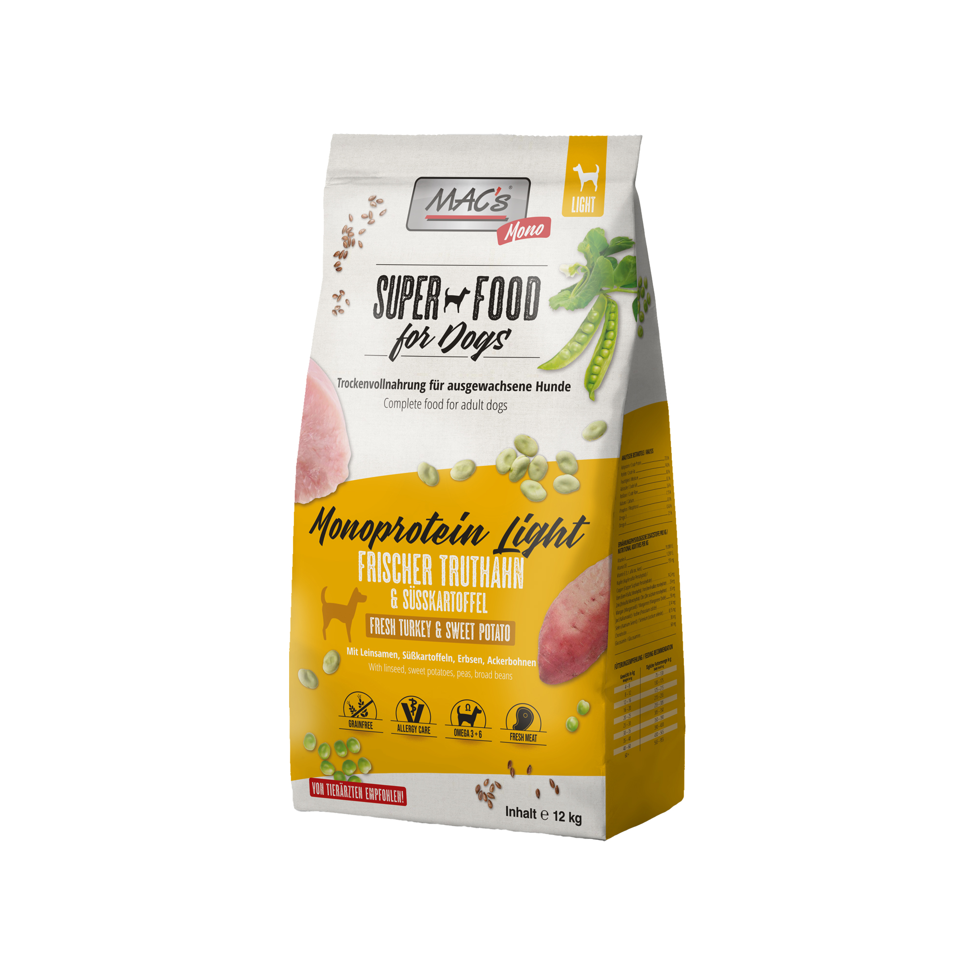 MAC's Monoprotein Light DHundefutter - Truthahn - 12 kg