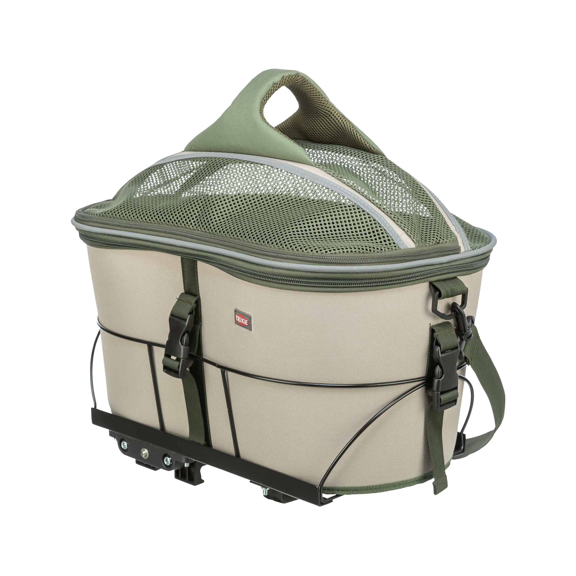 Trixie Fietsmand Voor Bagagedrager Polyester Olijfgroen / Beige Outdoor hond 46x33x40 cm