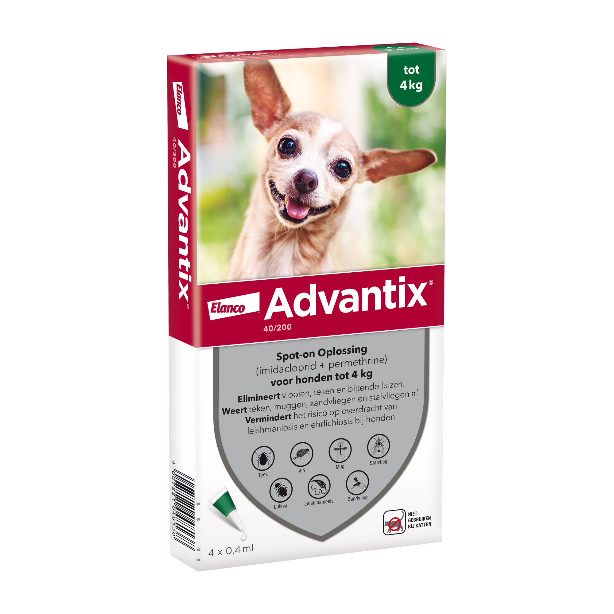 Advantix 40/200 - 1,5 tot 4 kg - 4 pipetten