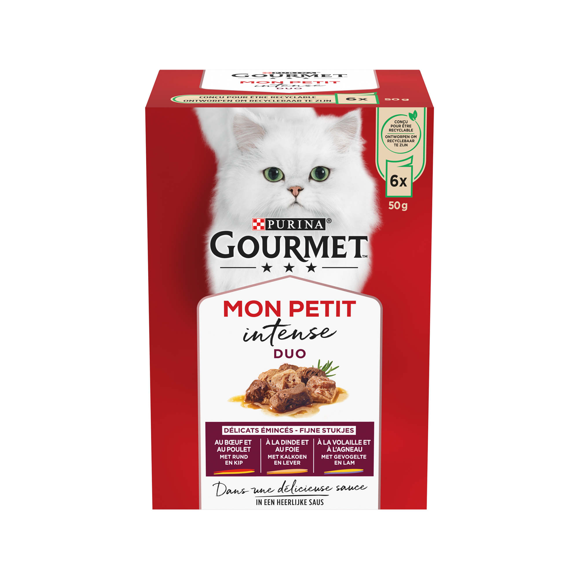 Purina Gourmet Mon Petit DUO - Boeuf&Poulet, Dinde&Foie, Volaille&Agneau - 6 x 50 g