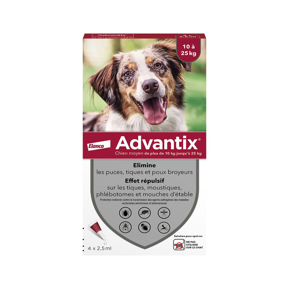 Advantix Chien Moyen - 10 à 25 kg - 4 pipettes