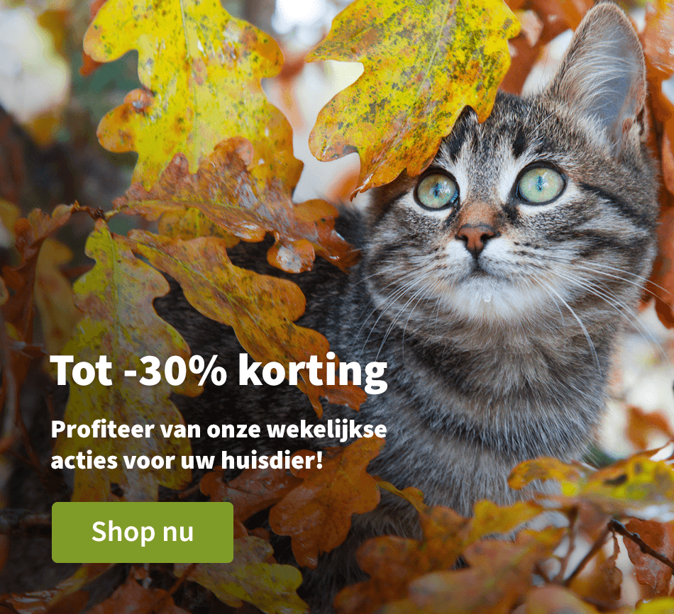 Tot -30% korting. Profiteer van onze wekelijkse acties voor uw huisdier!