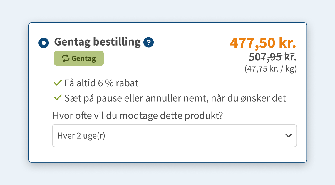 Vælg leveringsfrekvens