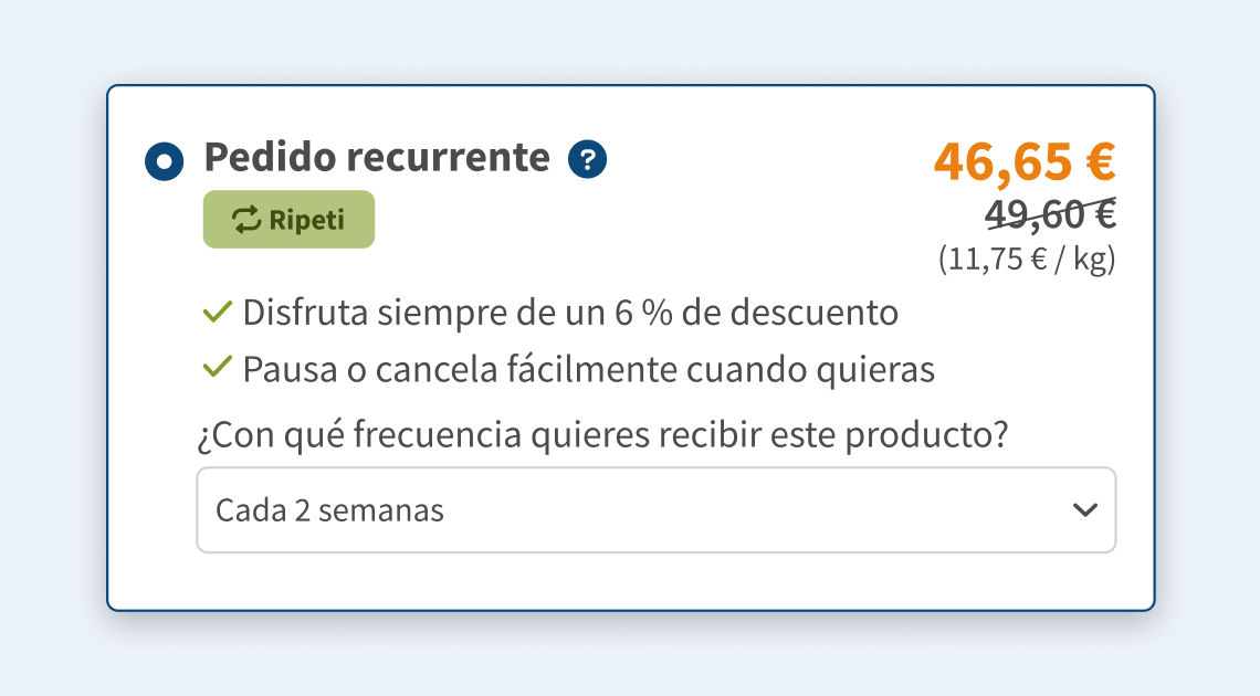 Elige la frecuencia de entrega