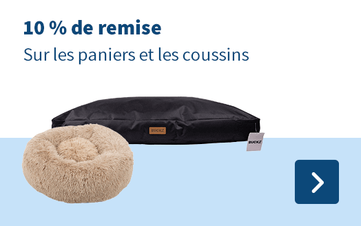 10 % de remise, Sur les paniers et les coussins