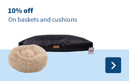 10 % off, On baskets and cushions