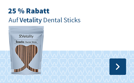 25 % Rabatt, Auf Vetality Dental Sticks