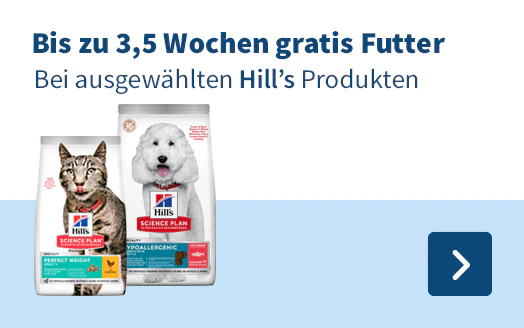 Bis zu 3,5 Wochen gratis Futter Bei ausgewählten Hill's Produkten