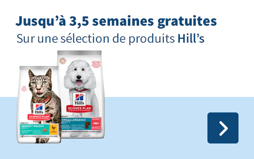 Jusqu'à 3,5 semaines gratuites Sur une sélection de produits Hill's